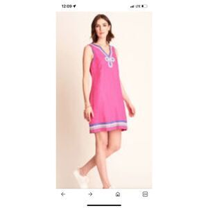 Hatley Poise Fuchsia Slip Linen Dress Small